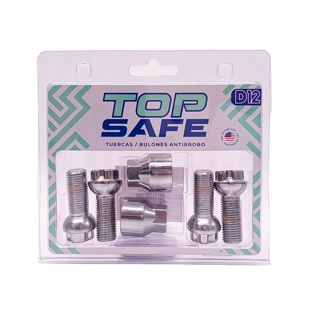 CONJUNTO DE BULONES ANTIRROBO CONJUNTO DE 4 BULONES + 2 LLAVES MEDIDAS  PASO DE ROSCA 14X1.5, HEXAGONO 17MM, LARGO 27MM. MARCAS: AUDI / MERCEDES BENZ / PORSCHE / VOLKSWAGEN CANTIDAD POR CAJA MASTER 50