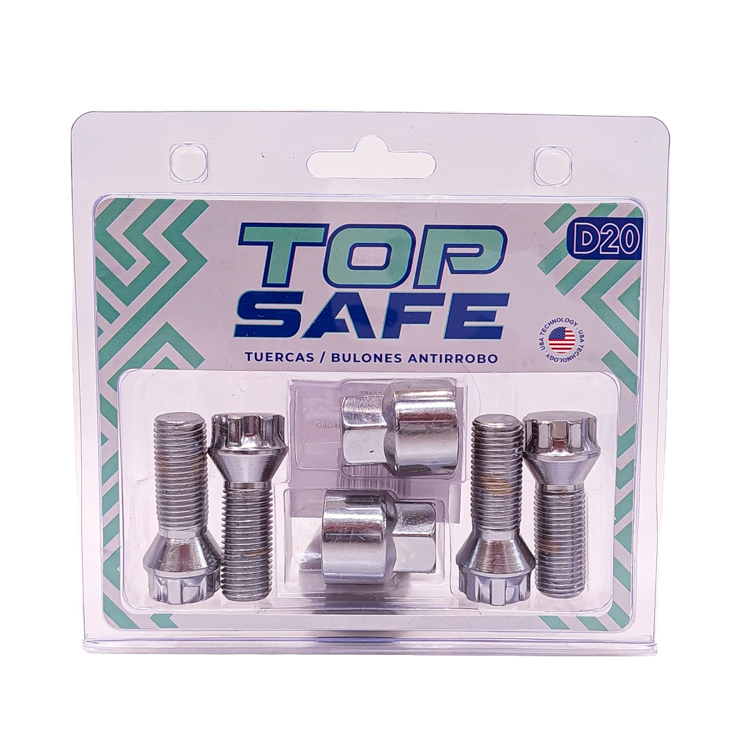 CONJUNTO DE BULONES ANTIRROBO CONJUNTO DE 4 BULONES + 2 LLAVES MEDIDAS PASO DE ROSCA 14X1.5, HEXAGONO 19MM, LARGO 34MM. MARCAS: MERCEDES BENZ / VOLKSWAGEN