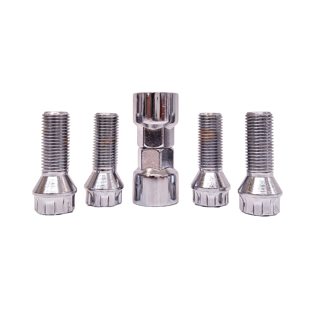 CONJUNTO DE BULONES ANTIRROBO CONJUNTO DE 4 BULONES + 2 LLAVES MEDIDAS  PASO DE ROSCA 14X1.5, HEXAGONO 19MM, LARGO 34MM. MARCAS: MERCEDES BENZ / VOLKSWAGEN - 2