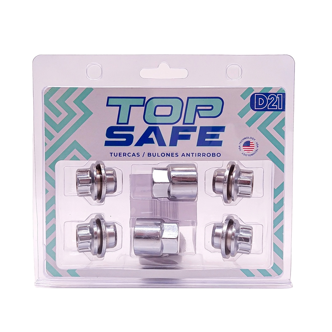 CONJUNTO DE BULONES ANTIRROBO CONJUNTO DE 4 BULONES + 2 LLAVES MEDIDAS  PASO DE ROSCA 12X1.5 CONICO, HEXAGONO 21MM, LARGO 26MM. MARCAS: TOYOTA / MITSUBISHI / CHERY / LIFAN CANTIDAD POR CAJA MASTER 50