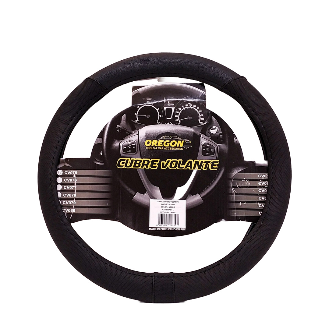 CUBRE VOLANTE MODELO TC2000 CUERO SINTENTICO NEGRO / NEGRO 38*8.2CM 25 UNIDADES POR CAJA