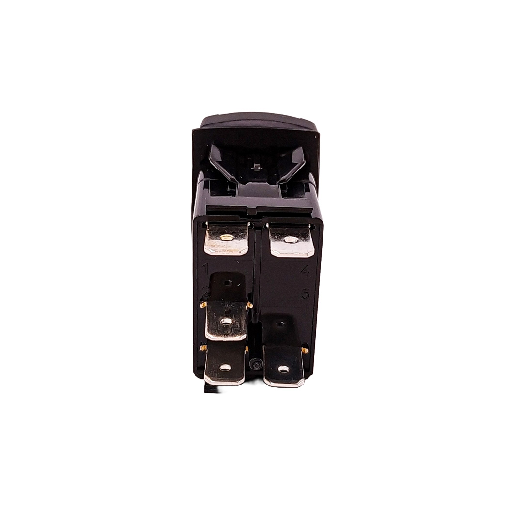 INTERRUPTOR BASCULANTE VOLTAJE DE ENTRADA: 12V-24V FUNCIÓN: ON / OFF (OPCIONAL) 5 PINES (OPCIONAL) MATERIAL: ABS + COBRE INTERRUPTOR BASCULANTE CON PATRÓN DE GRABADO LÁSER Y 2 LUCES LED - 2