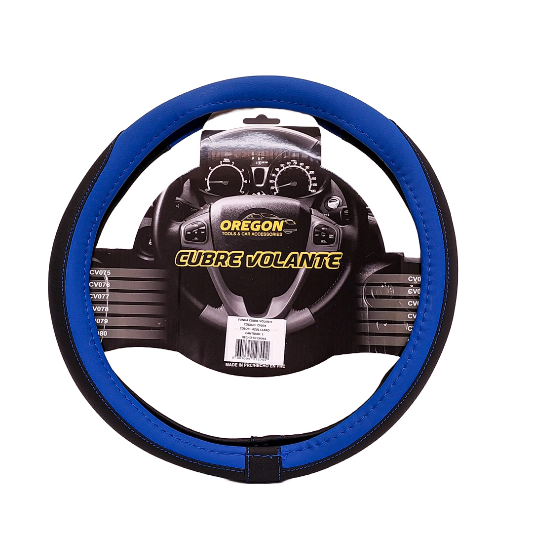CUBRE VOLANTE MODELO TC2000 CUERO SINTENTICO NEGRO / CELESTE 38*8.2CM 25 UNIDADES POR CAJA - 2
