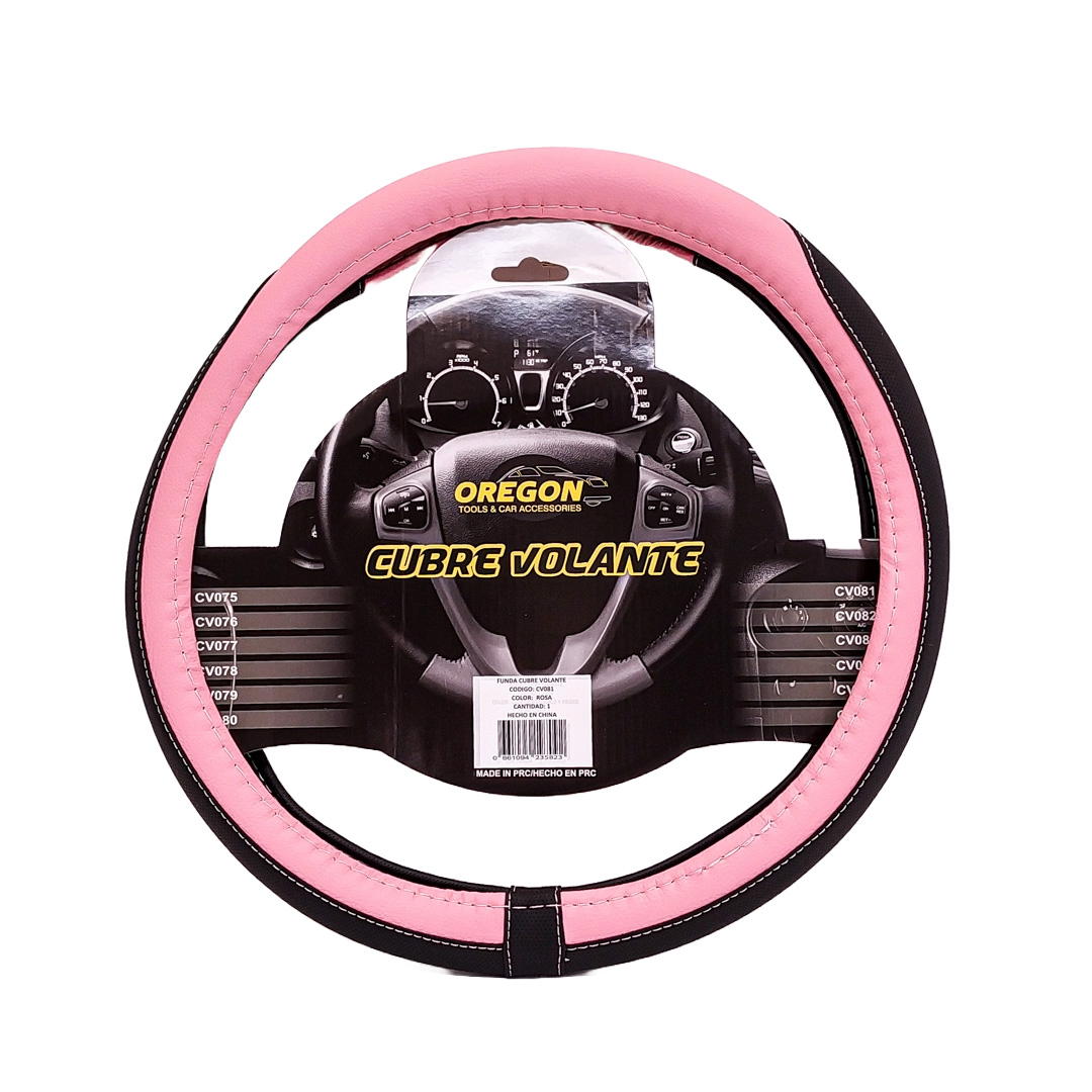 CUBRE VOLANTE MODELO TC2000 CUERO SINTENTICO NEGRO / ROSA 38*8.2CM 25 UNIDADES POR CAJA