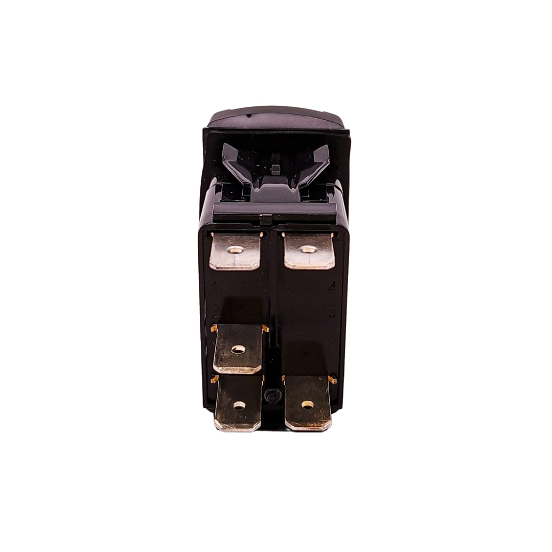 INTERRUPTOR BASCULANTE VOLTAJE DE ENTRADA: 12V-24V FUNCIÓN: ON / OFF (OPCIONAL) 5 PINES (OPCIONAL) MATERIAL: ABS + COBRE INTERRUPTOR BASCULANTE CON PATRÓN DE GRABADO LÁSER Y 2 LUCES LED