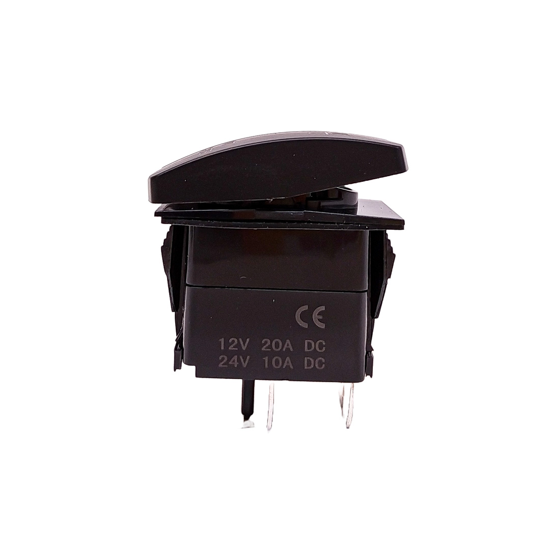 INTERRUPTOR BASCULANTE VOLTAJE DE ENTRADA: 12V-24V FUNCIÓN: ON / OFF (OPCIONAL) 5 PINES (OPCIONAL) MATERIAL: ABS + COBRE INTERRUPTOR BASCULANTE CON PATRÓN DE GRABADO LÁSER Y 2 LUCES LED