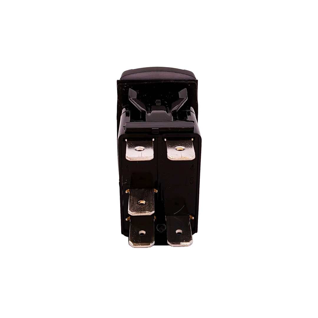 INTERRUPTOR BASCULANTE VOLTAJE DE ENTRADA: 12V-24V FUNCIÓN: ON / OFF (OPCIONAL)5 PINES (OPCIONAL)MATERIAL: ABS + COBREINTERRUPTOR BASCULANTE CONPATRÓN DE GRABADO LÁSER Y 2 LUCES LED