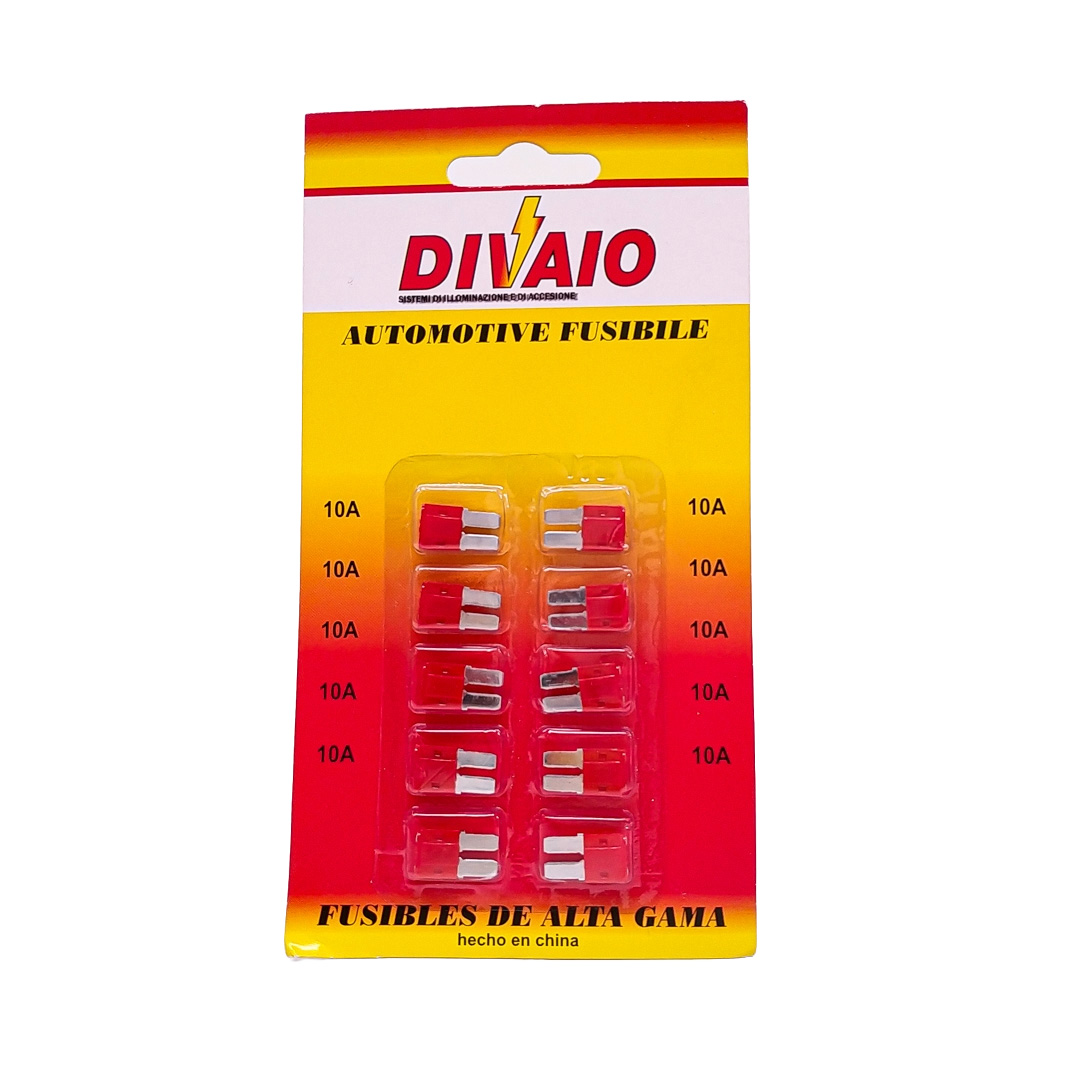 FUSIBLE MINIFICHA TIPO FORD MODELOS NUEVOS EN BLISTER (10 UNIDADES) X AMPER FUSIBLE MINIFICHA TIPO FORD MODELO NUEVOS EN BLISTER (100 UNIDADES) X AMPER - 10 AMP