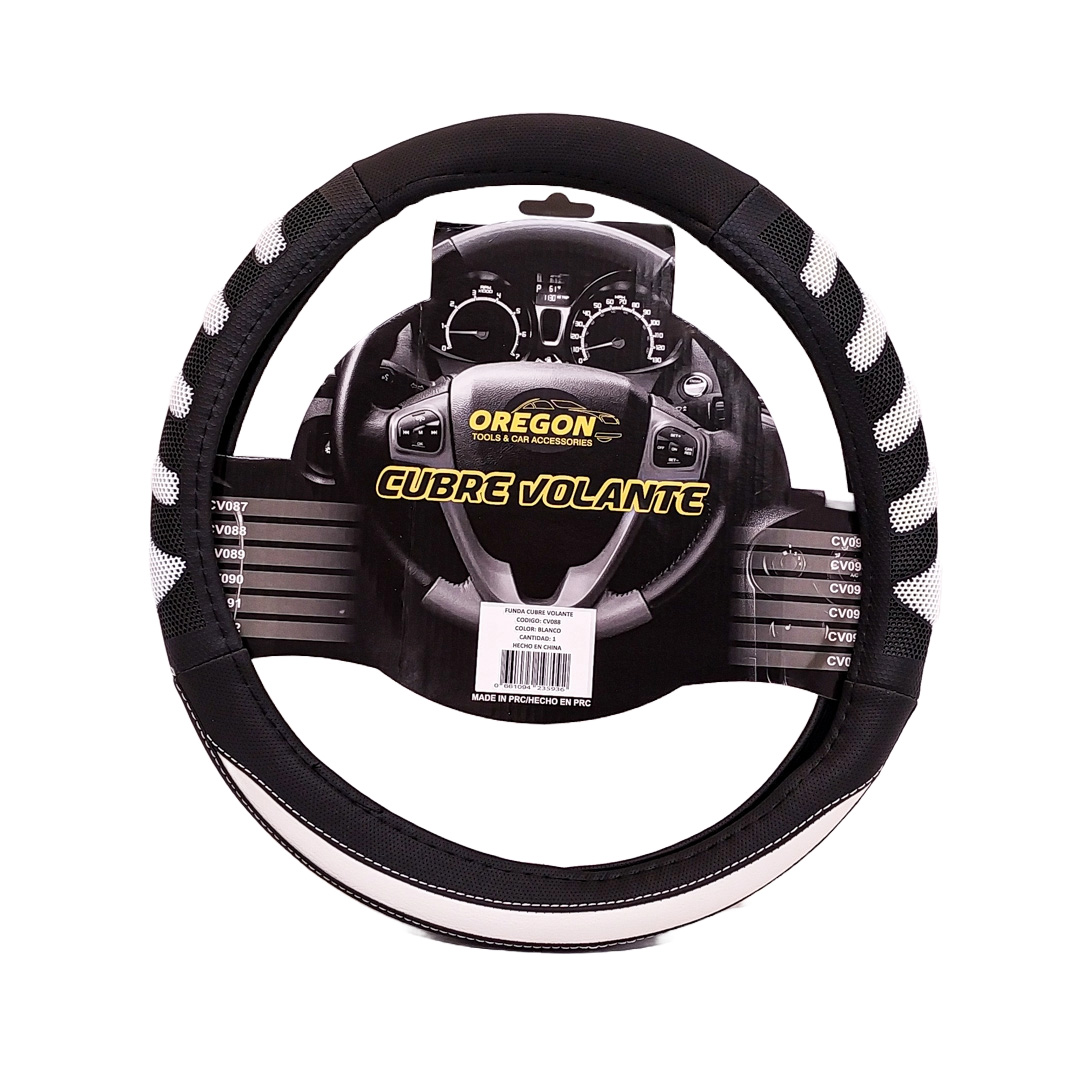 CUBRE VOLANTE MODELO GRAND PRIX CUERO SINTENTICO NEGRO / BLANCO 38*8.2CM 25 UNIDADES POR CAJA - 2