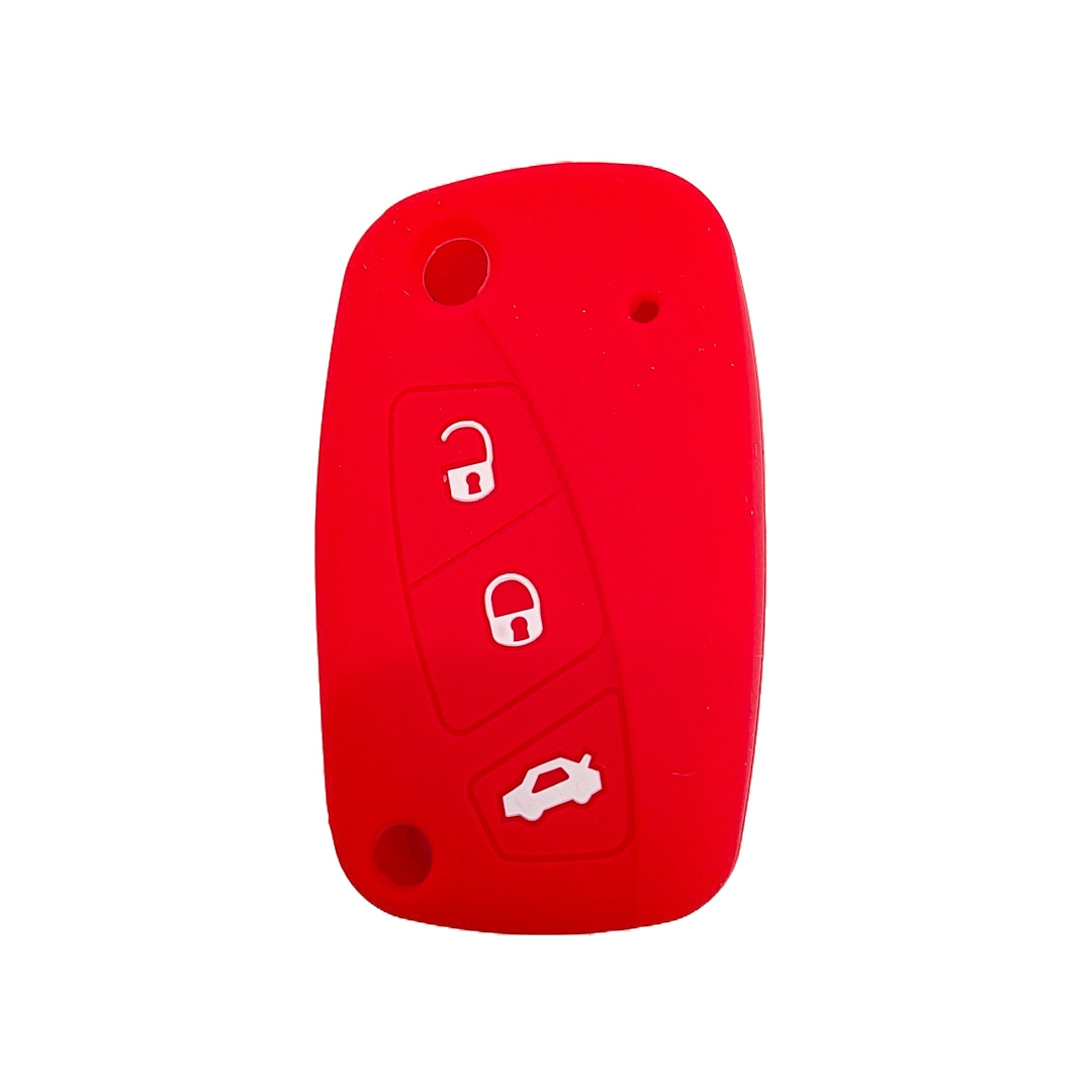 CUBRE LLAVE DE SILICONA FIAT QUBO - DUCATO - 500 - DOBLO - BRAVO - COLOR ROJO - 2