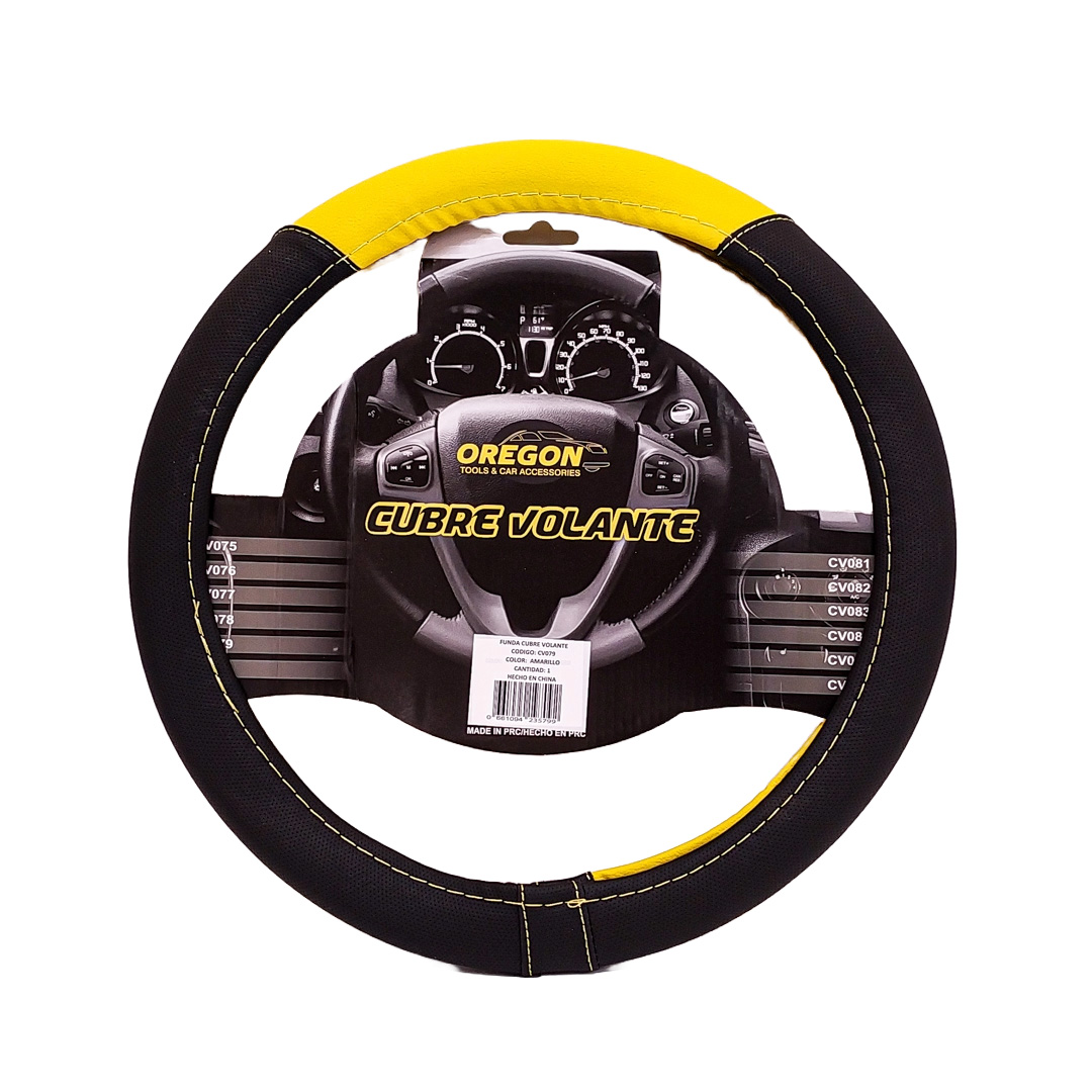 CUBRE VOLANTE MODELO TC2000 CUERO SINTENTICO NEGRO / AMARILLO 38*8.2CM 25 UNIDADES POR CAJA - 3