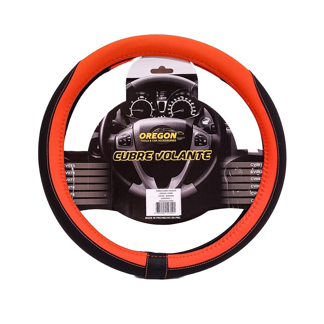 CUBRE VOLANTE MODELO TC2000 CUERO SINTENTICO NEGRO / NARANJA 38*8.2CM 25 UNIDADES POR CAJA - 2