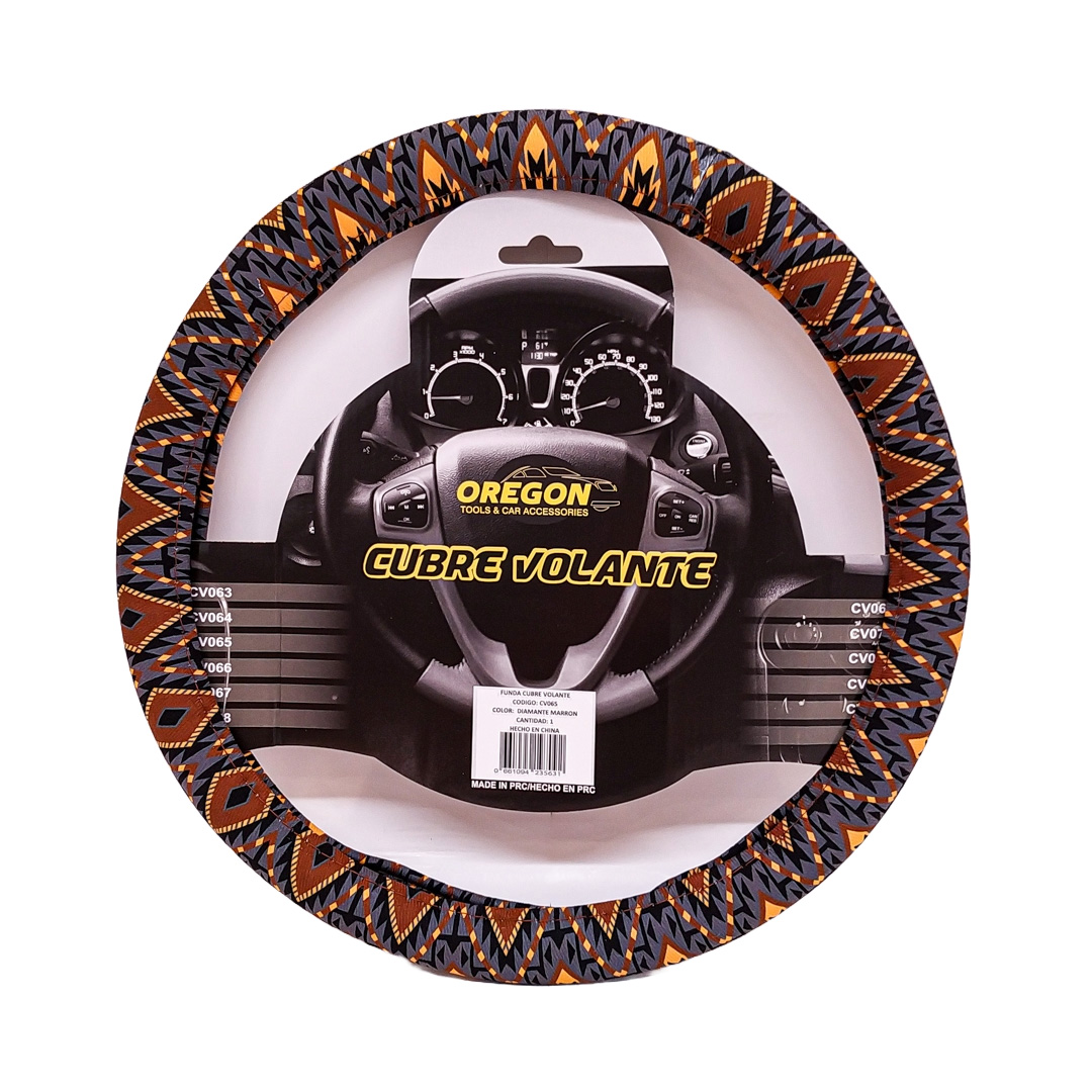 CUBRE VOLANTE MODELO CIRCO LOCO TELA NARANJA / GRIS  38*8.2CMCAJA MASTER 25 UNIDADES - 3