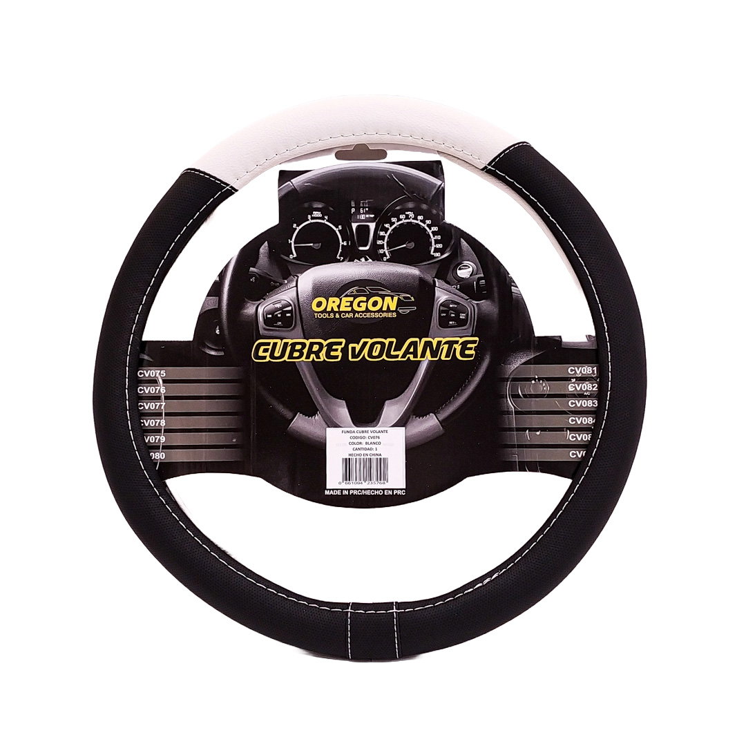 CUBRE VOLANTE MODELO TC2000 CUERO SINTENTICO NEGRO / BLANCO 38*8.2CM 25 UNIDADES POR CAJA - 3