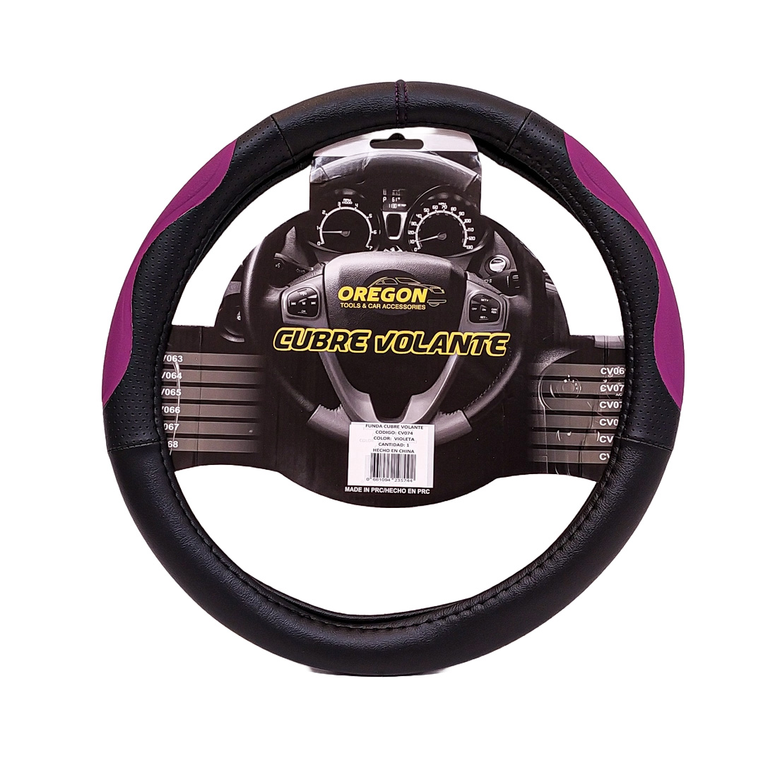 CUBRE VOLANTE MODELO INDIANAPOLIS 500 CUERO SINTENTICO NEGRO / VIOLETA 38*8.2CM 25 UNIDADES POR CAJA - 2