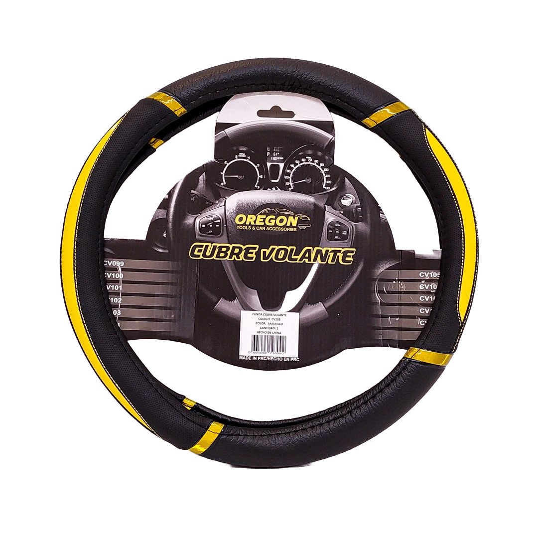CUBRE VOLANTE MODELO DAYTONA CUERO SINTENTICO NEGRO / AMARILLO 38*8.2CM 25 UNIDADES POR CAJA - 2