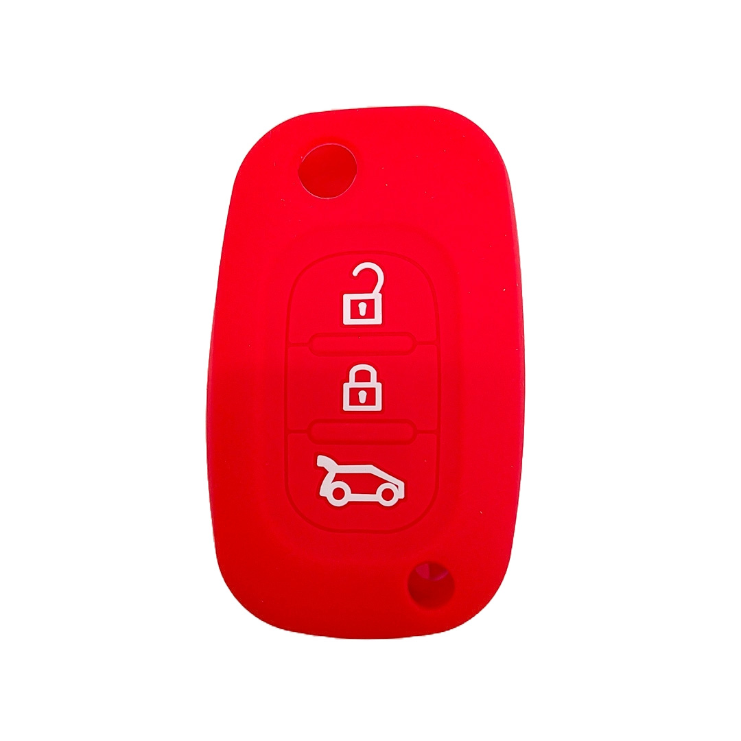 CUBRE LLAVE DE SILICONA RENAUL FLUENCE NAVAJA 3 BOTONES - COLOR ROJO