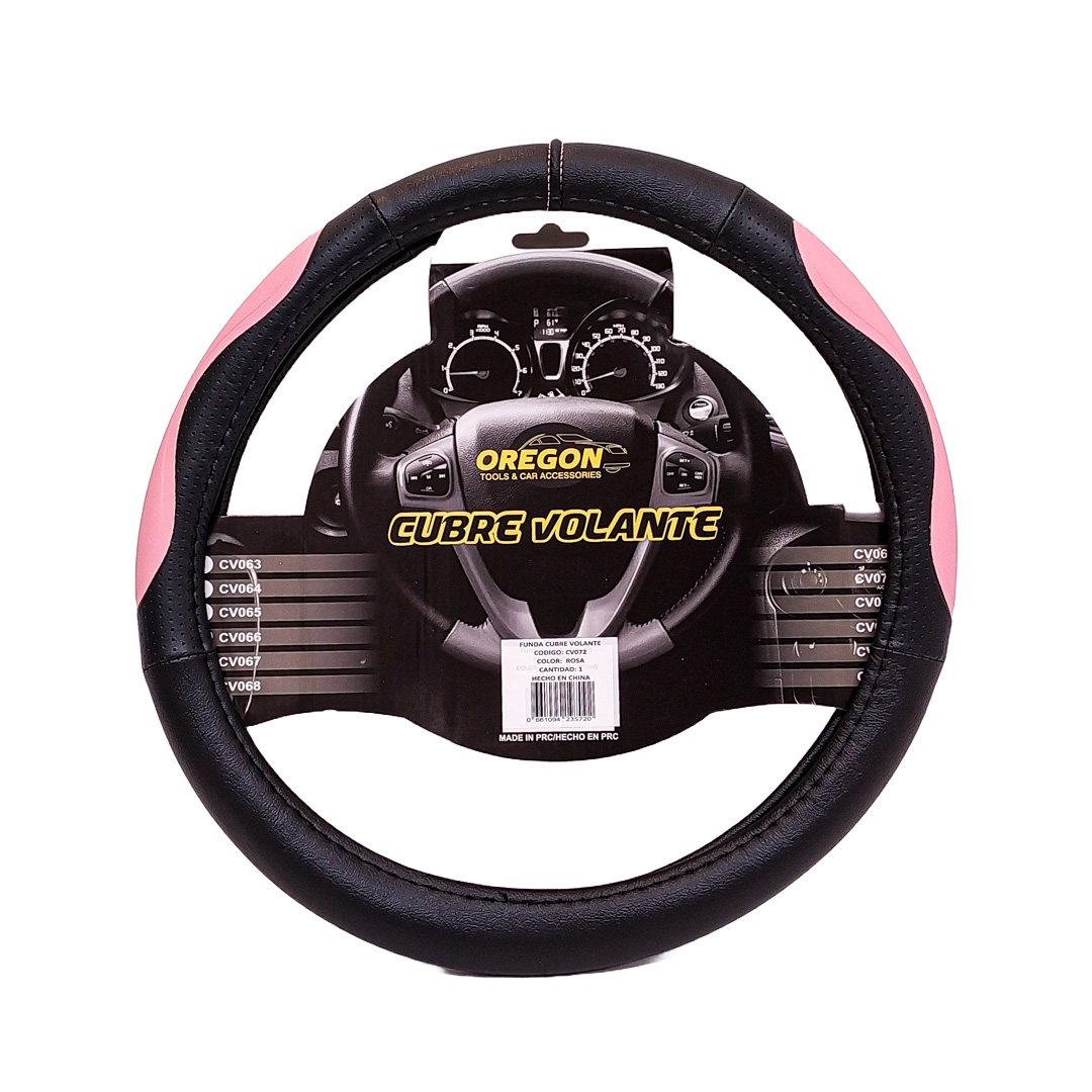 CUBRE VOLANTE MODELO INDIANAPOLIS 500 CUERO SINTENTICO NEGRO / ROSA 38*8.2CM 25 UNIDADES POR CAJA - 3