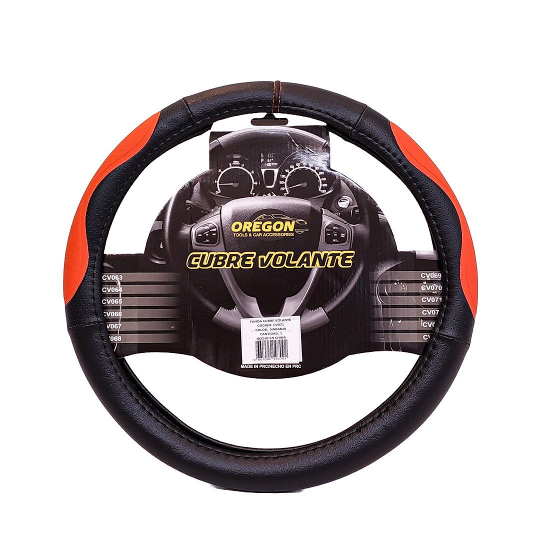 CUBRE VOLANTE MODELO INDIANAPOLIS 500 CUERO SINTENTICO NEGRO / NARANJA 38*8.2CM 25 UNIDADES POR CAJA - 2
