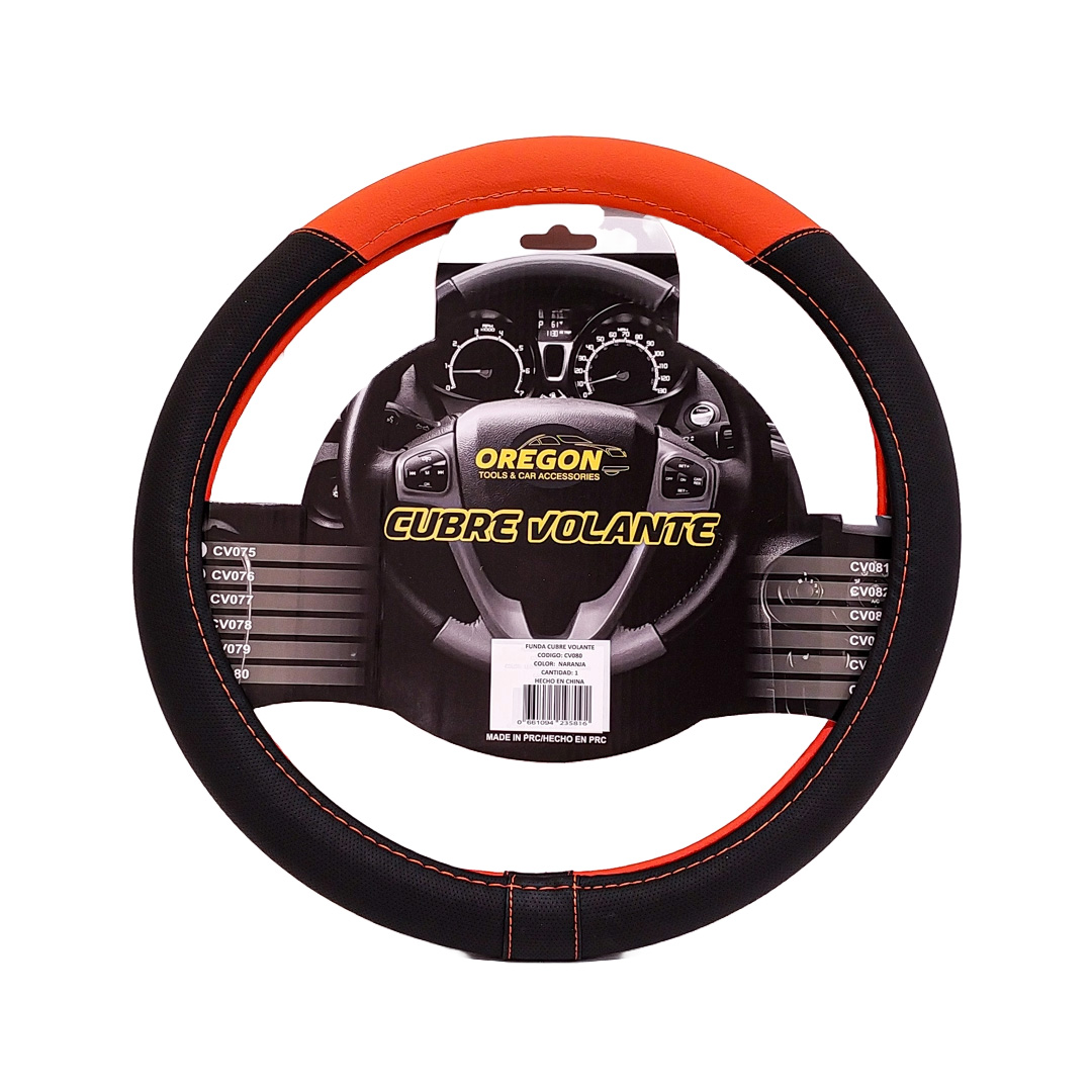CUBRE VOLANTE MODELO TC2000 CUERO SINTENTICO NEGRO / NARANJA 38*8.2CM 25 UNIDADES POR CAJA - 3