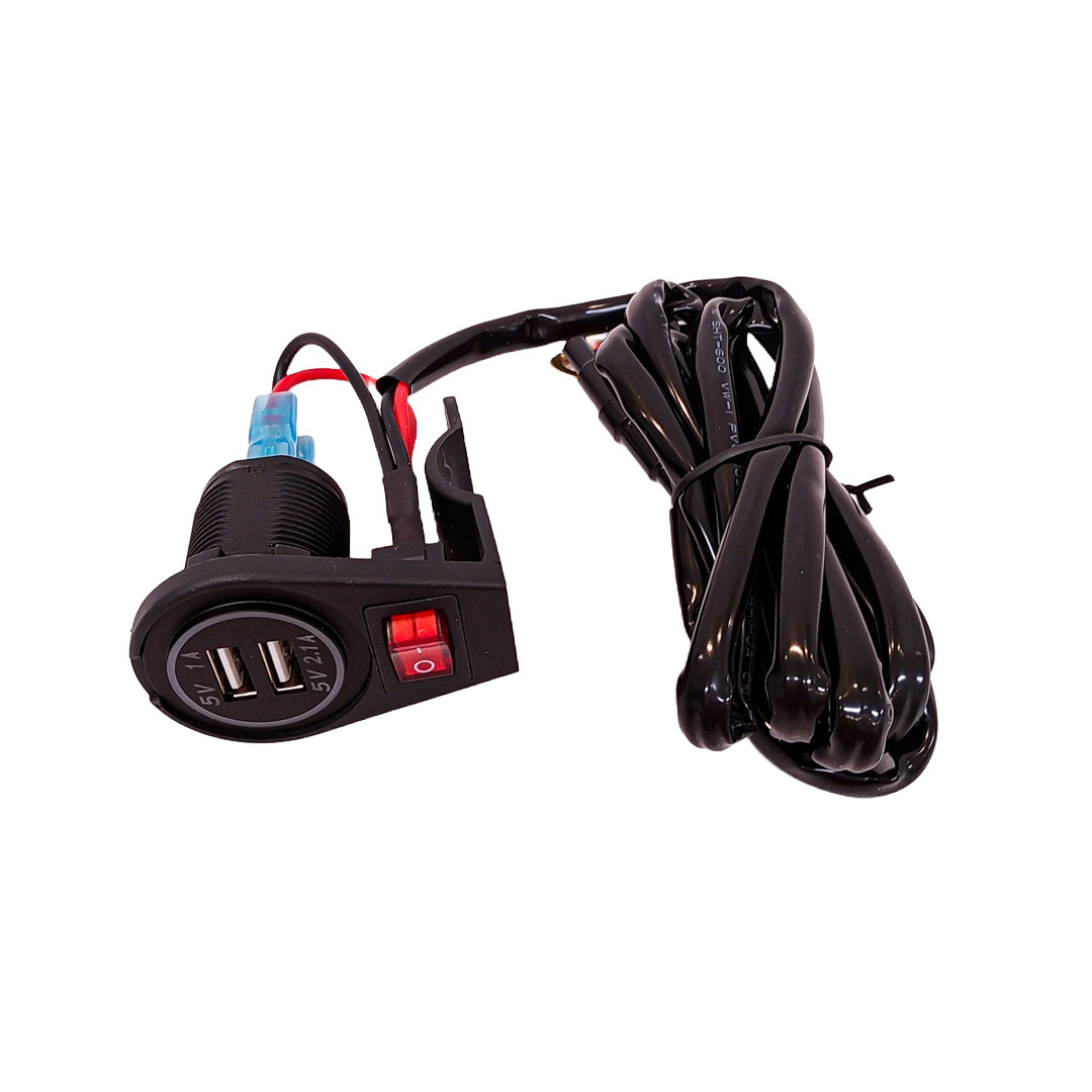 ACCESORIO PARA CELULAR TOMA 12V USB DUAL 5V - 3.1A  CON INTERRUPTOR DE ENCENDIDO USO ESPECIAL PARA MOTOS - 4