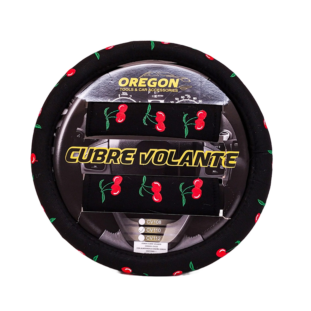 KIT CUBRE VOLANTE + CUBRE CINTURÓN MODELO PACHA CEREZAS CHERRY  38*8.2CM 25 UNIDADES POR CAJA - 3