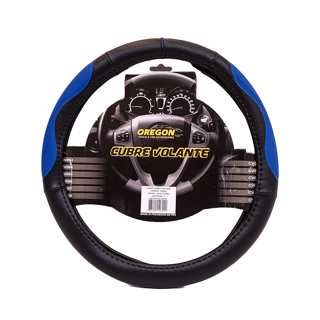 CUBRE VOLANTE MODELO INDIANAPOLIS 500 CUERO SINTENTICO NEGRO / CELESTE 38*8.2CM 25 UNIDADES POR CAJA - 4