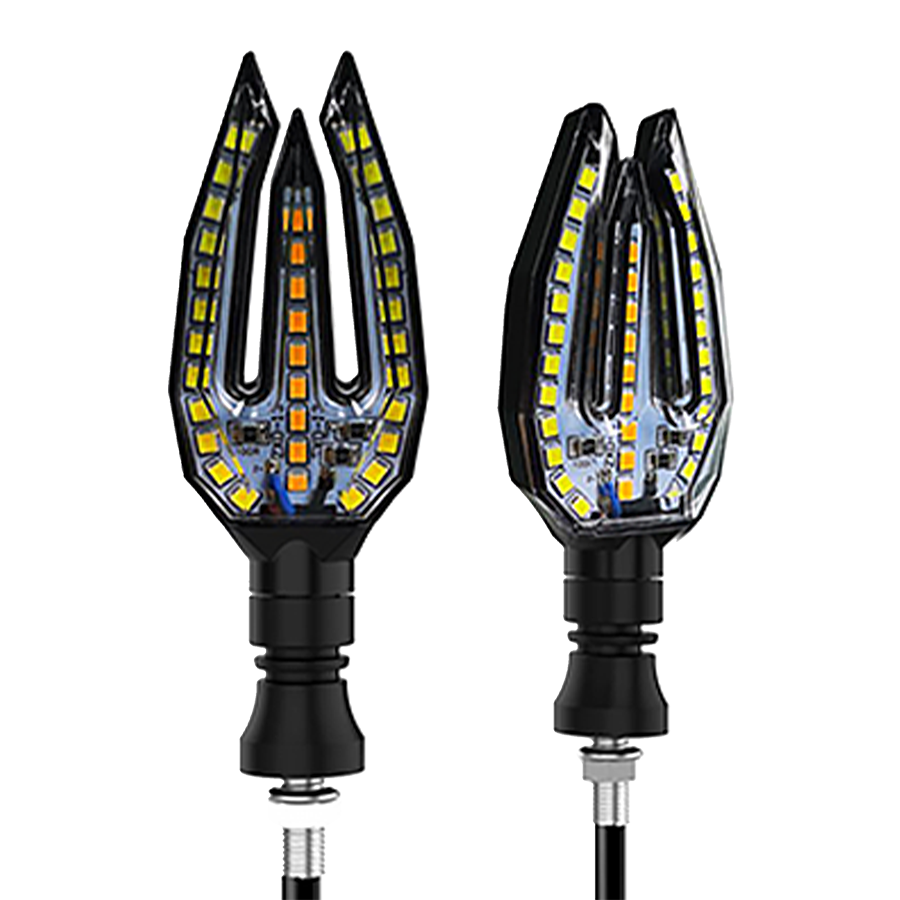 OFF ROAD FARO DE LED UNIVERSAL - LUZ DE GIRO GIRO PARA MOTO CON LUZ LED RUNNING BLANCA Y LUZ DE GIRO AMBAR 12V - JUEGO DE 2 UNIDADES MEDIDAS 70*38*24 (mm)