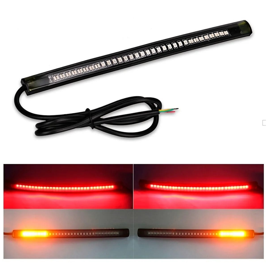 OFF ROAD FARO DE LED UNIVERSAL TIRA FLEXIBLE LED ROJA CON FUNCION SECUENCIAL Y FUNCION DE GIROS AMBAR 12V 15 WATTS MEDIDAS 205*13 (MM) CANTIDAD POR CAJA MASTER 500