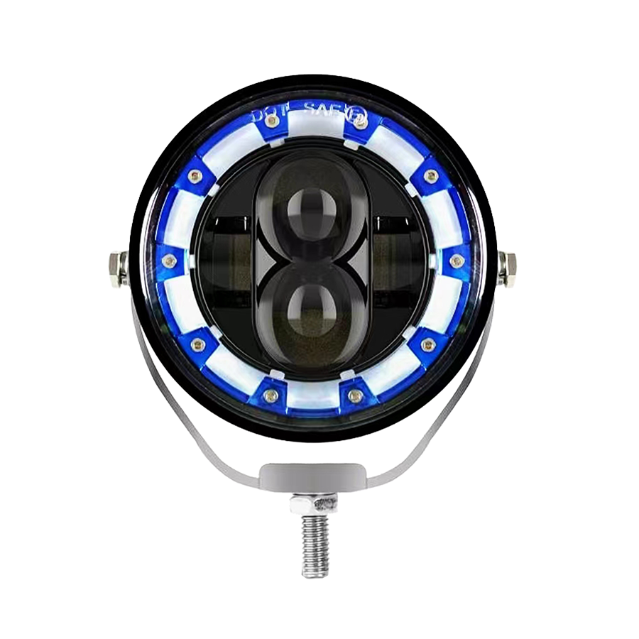 OFF ROAD FARO DE LED UNIVERSAL LUZ LED BLANCA ESTABLE CON OJO DE ANGEL DAYTIME RUNNING AZUL Y GIROS AMBAR 9V-36V 1 LED - 40 WATTS  MEDIDAS 3.5 "