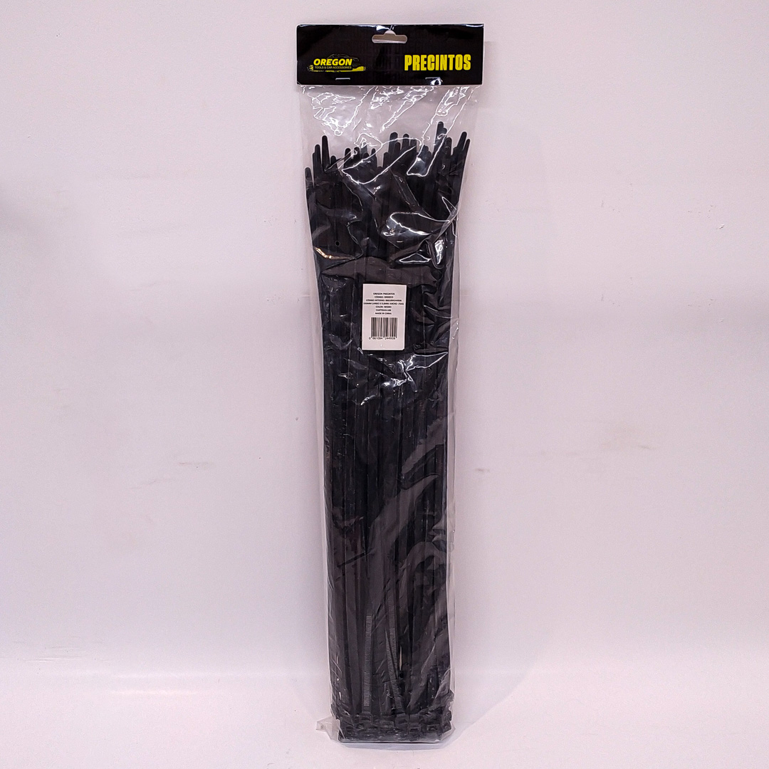 BOLSA DE PRECINTOS (100 UNIDADES) 550MM LARGO X 9.0MM ANCHO -75KG COLOR NEGRO