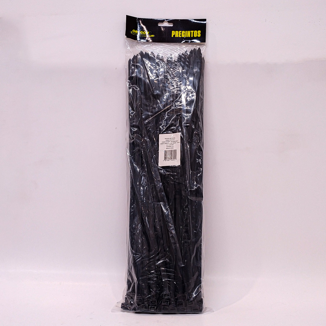 BOLSA DE PRECINTOS (100 UNIDADES) 450MM LARGO X 7.5 MM ANCHO - 55 KG COLOR NEGRO CANTIDAD POR CAJA MASTER 50