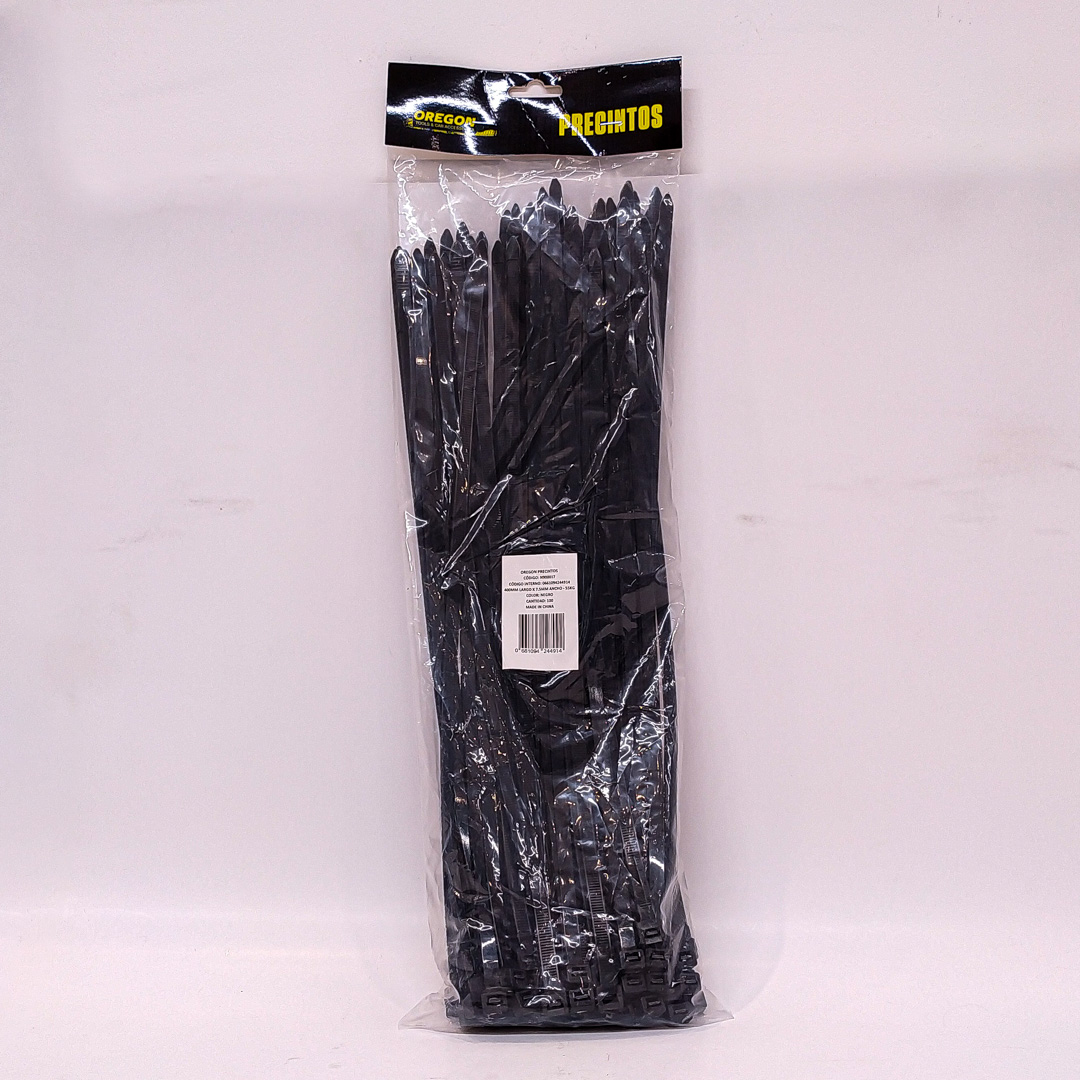 BOLSA DE PRECINTOS (100 UNIDADES) 400MM LARGO X 7.5MM ANCHO - 55KG COLOR NEGRO CANTIDAD POR CAJA MASTER 50