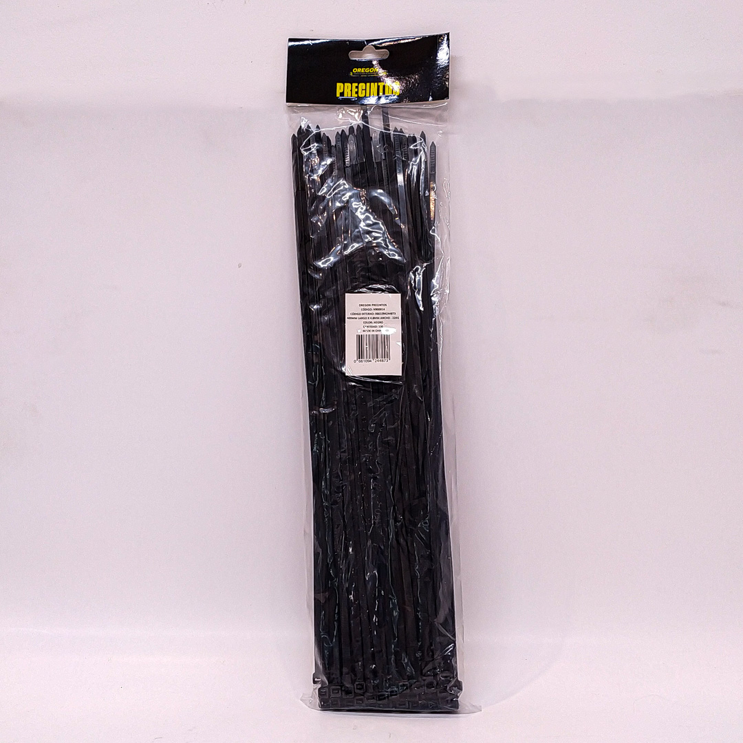 BOLSA DE PRECINTOS (100 UNIDADES) 400MM LARGO X 4.8MM ANCHO - 22KG COLOR NEGRO