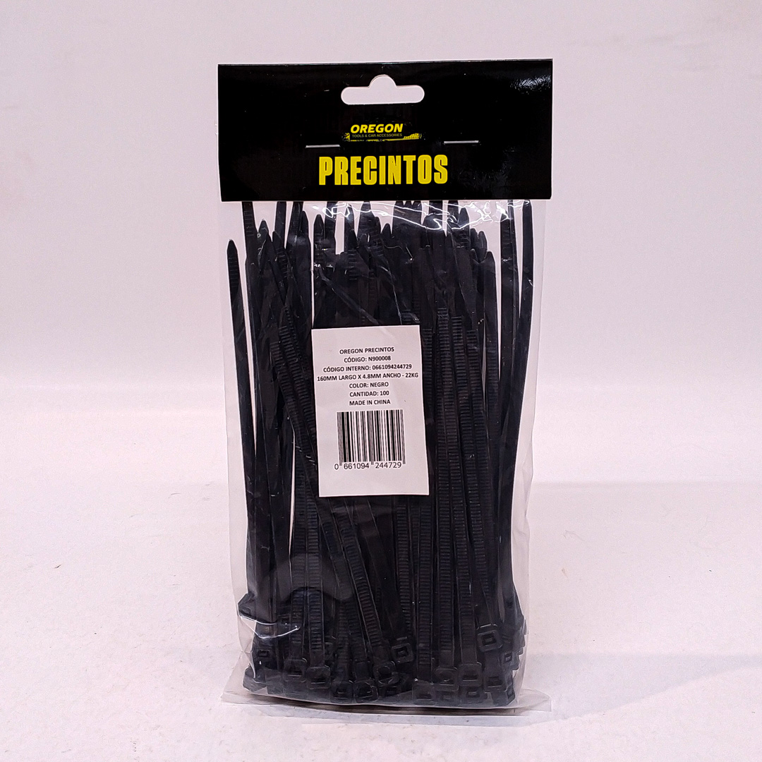 BOLSA DE PRECINTOS (100 UNIDADES) 160MM LARGO X 4.8MM ANCHO - 22KG COLOR NEGRO CANTIDAD POR CAJA MASTER 125
