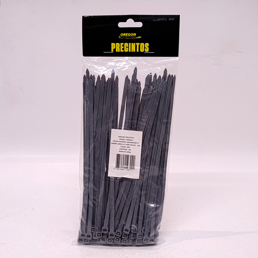 BOLSA DE PRECINTOS (100 UNIDADES) 200MM LARGO X 4.7MM ANCHO - 22K COLOR GRIS