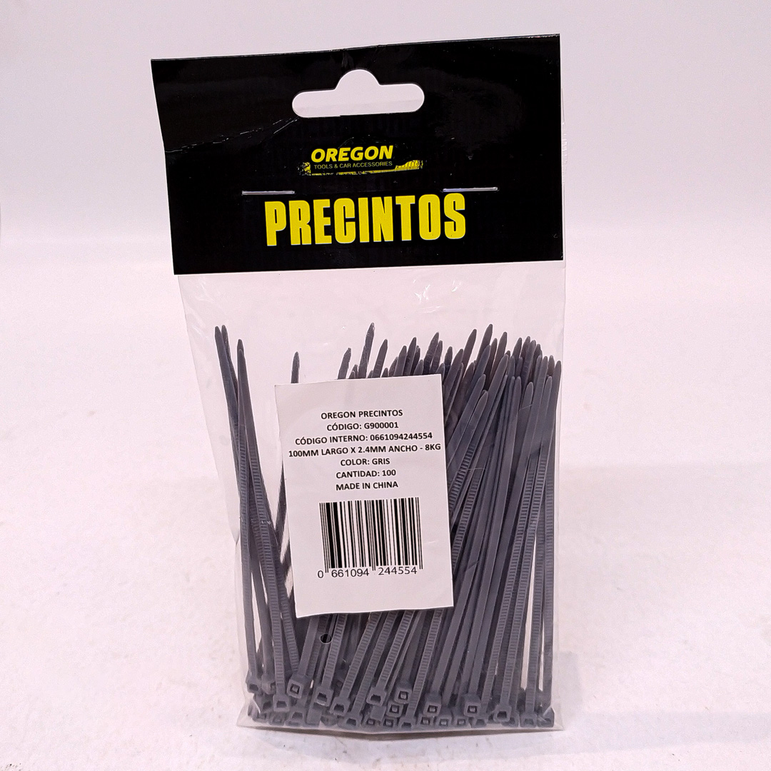 BOLSA DE PRECINTOS (100 UNIDADES) 100MM LARGO X 2.4MM ANCHO - 8KG COLOR GRIS