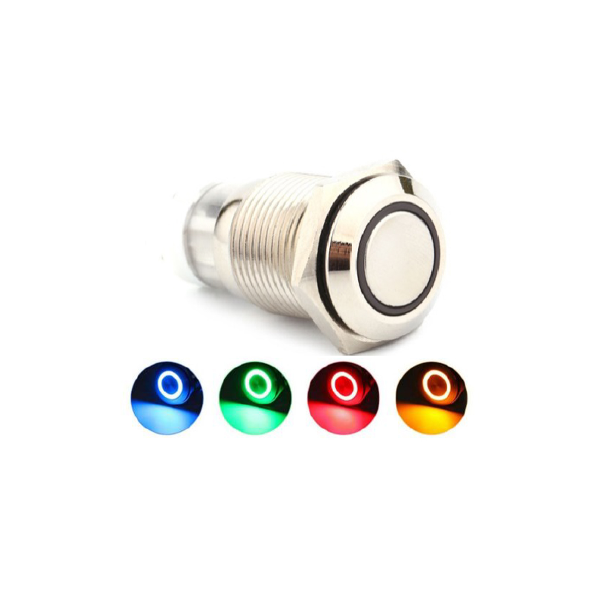 INTERRUPTOR UNIVERSAL BOTON METALICO SELF LOCKFLAT 10MMBACKLIGHT LED AZUL