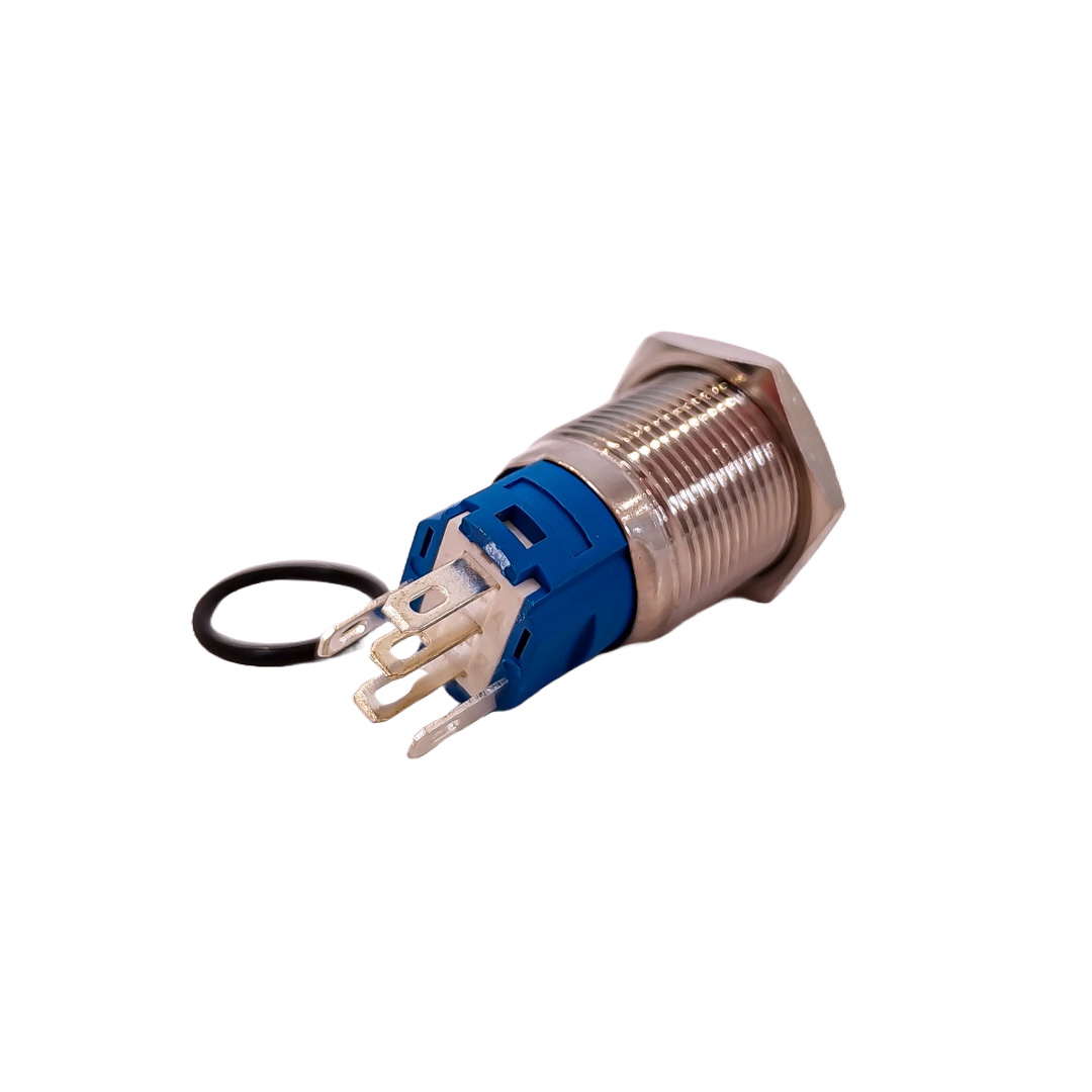 INTERRUPTOR UNIVERSAL BOTON METALICO SELF LOCKFLAT 16MMBACKLIGHT LED AZUL - 2