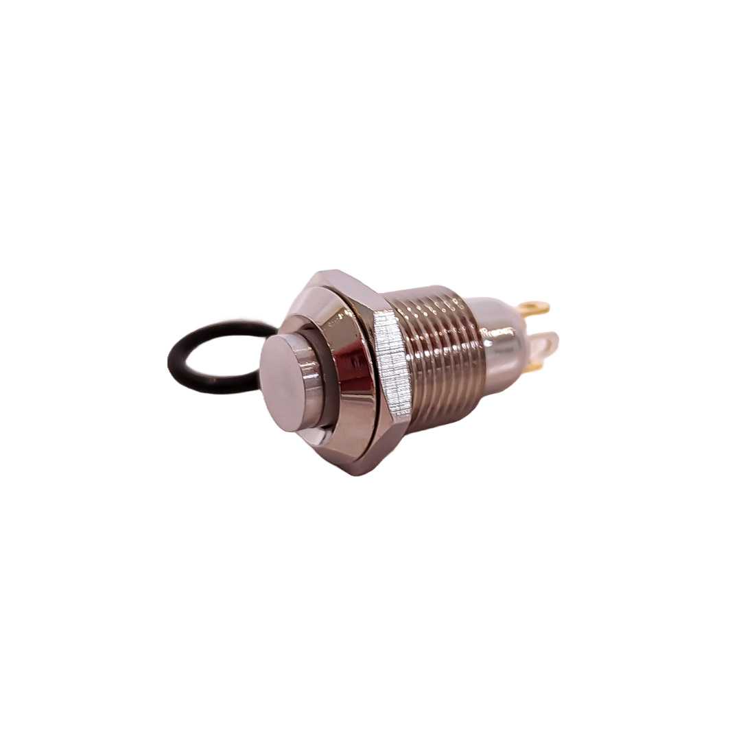 INTERRUPTOR UNIVERSAL BOTON METALICO SELF LOCKFLAT 10MMBACKLIGHT LED ROJO
