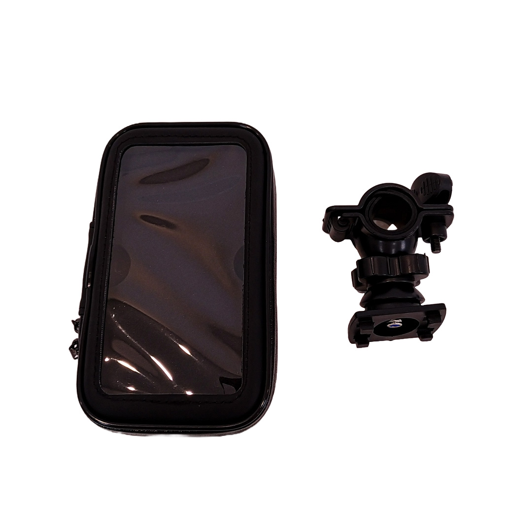ACCESORIO PARA CELULAR SOPORTE DE CELULAR PARA BICICLETAS Y MOTOS SCOOTER CON CIERRE Y SCREEN PROTECTOR,  ENGANCHE A MANUBRIO Y ROTACION 360 GRADOS 4.7 PULGADAS COLOR NEGRO
