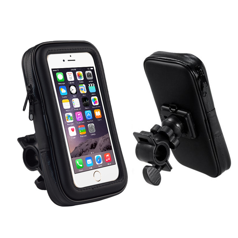 ACCESORIO PARA CELULAR SOPORTE DE CELULAR PARA BICICLETAS Y MOTOS SCOOTER CON CIERRE Y SCREEN PROTECTOR,  ENGANCHE A MANUBRIO Y ROTACION 360 GRADOS 4.7 PULGADAS COLOR NEGRO - 2