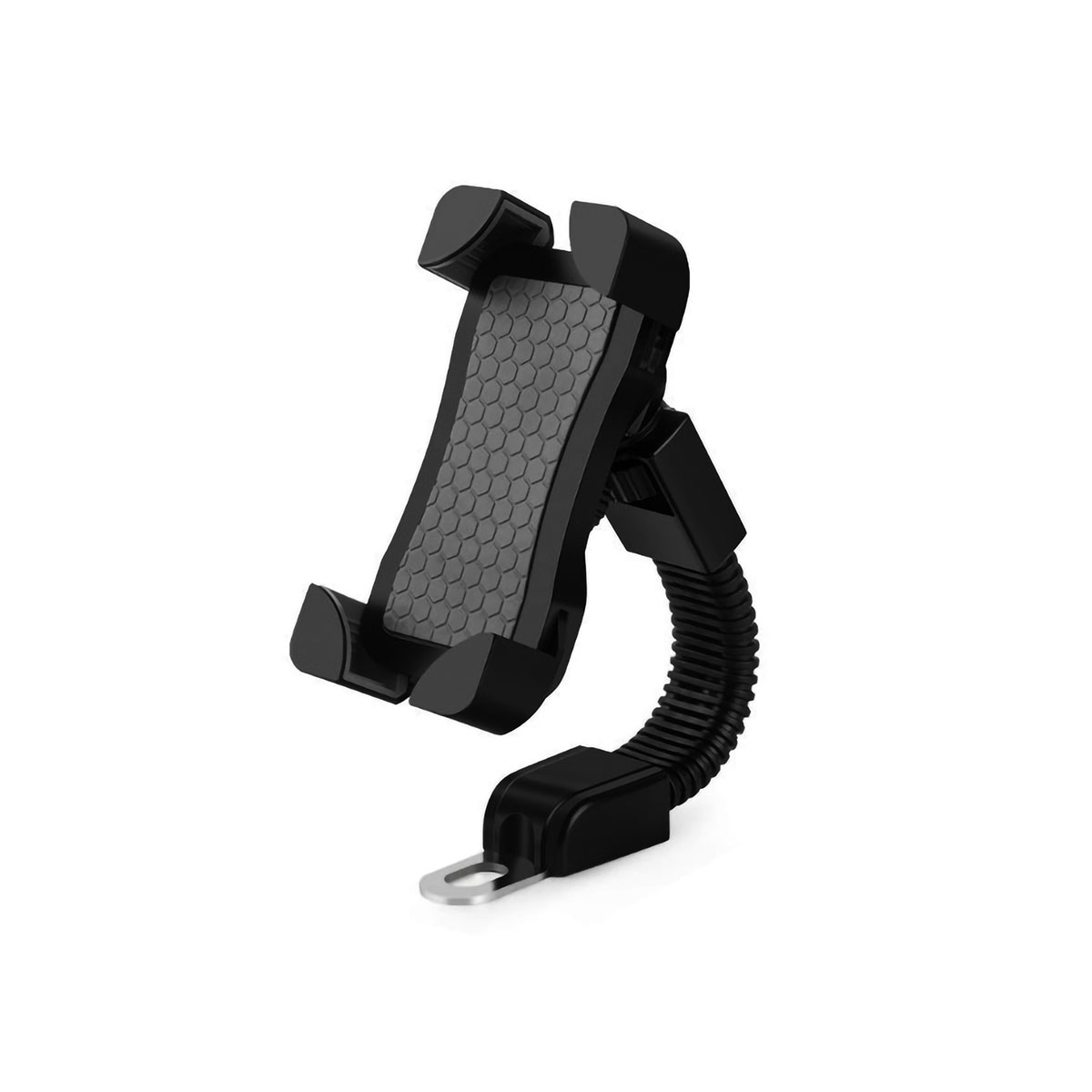 ACCESORIO PARA CELULAR SOPORTE DE CELULAR UNIVERSAL PARA MOTOS Y BICICLETAS CON ENGANCHE PARA ESPEJO RETROVISOR Y ROTACION 360 GRADOS COLOR NEGRO