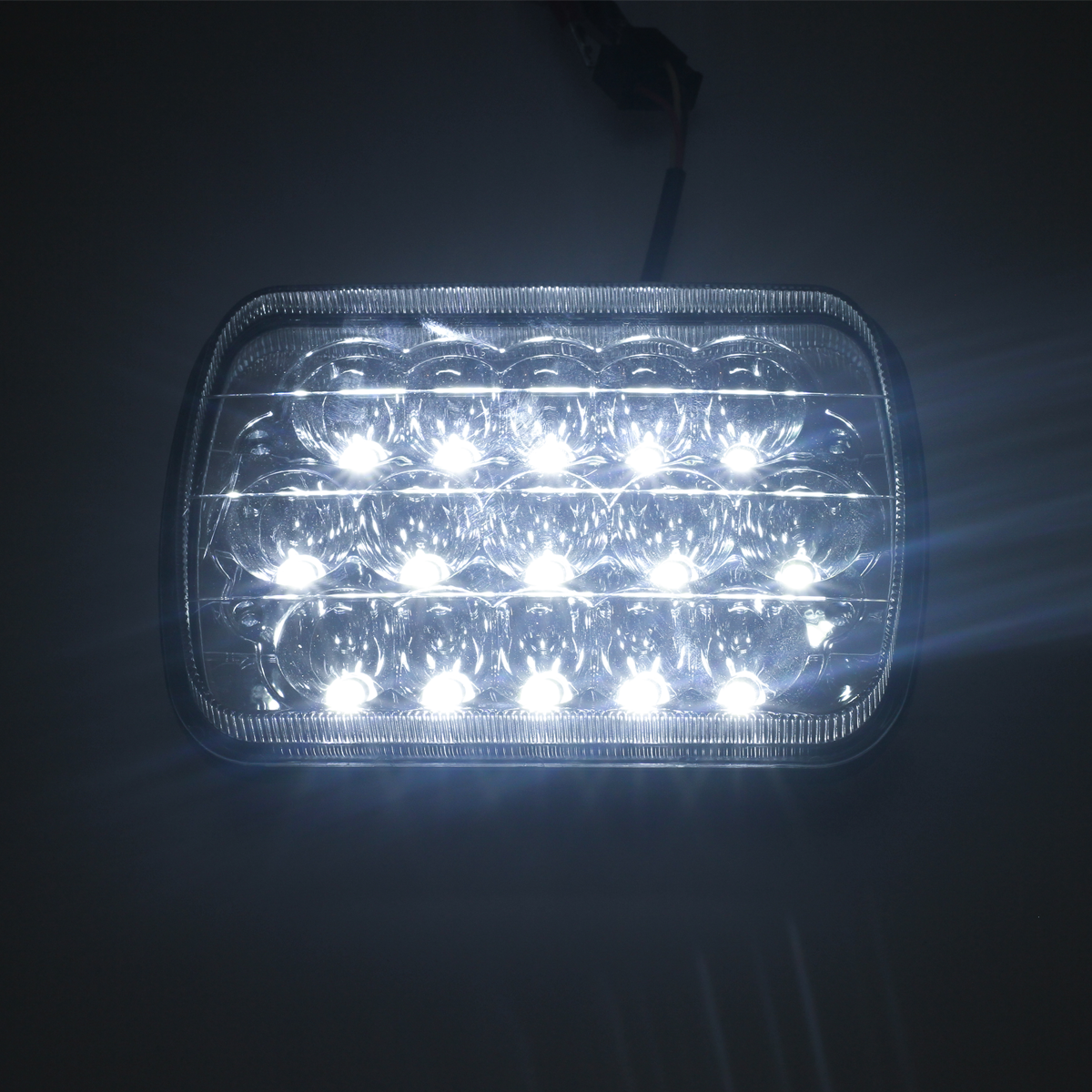 OFF ROAD FARO DE LED UNIVERSAL RECTANGULAR 45 WATTS (15 LED  3 WATTS) COLOR BLANCO 12V / 24V CON FUNCION LUCES ALTAS Y BAJAS - HAZ DE LUZ SPOT - - 2
