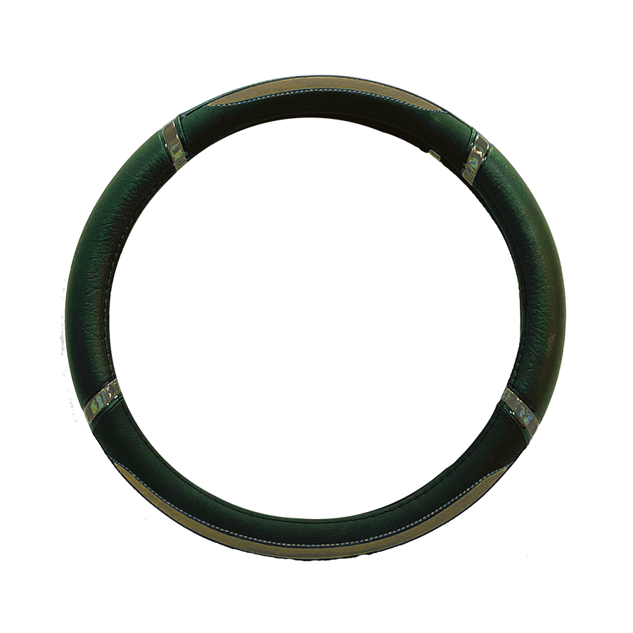 CUBRE VOLANTE MODELO DAYTONA CUERO SINTENTICO NEGRO / GRIS 38*8.2CM 25 UNIDADES POR CAJA