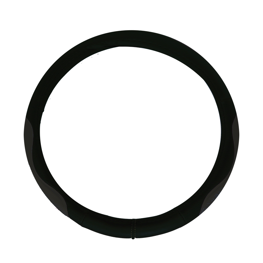 CUBRE VOLANTE MODELO INDIANAPOLIS 500 CUERO SINTENTICO NEGRO / NEGRO 38*8.2CM 25 UNIDADES POR CAJA