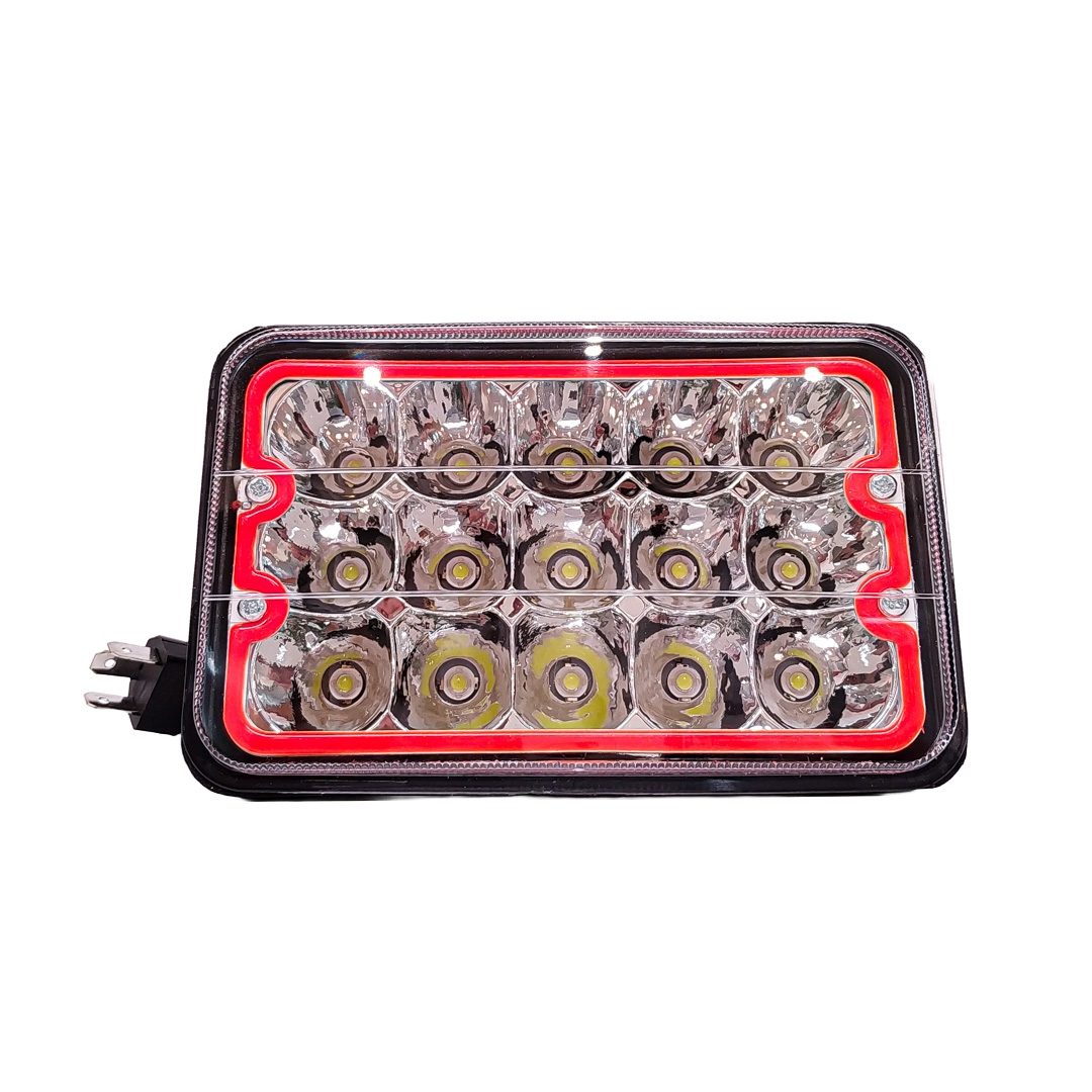 OFF ROAD FARO DE LED UNIVERSAL LUZ LED BLANCA CON FUNCION ALTA Y BAJA Y OJO DE ANGEL ROJO 9V-36V 15 LED - 45 WATTS MEDIDAS 5"
