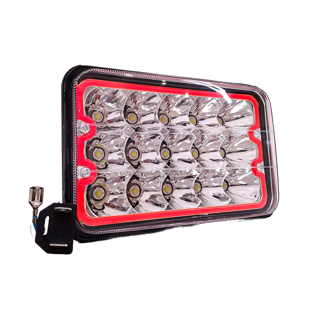 OFF ROAD FARO DE LED UNIVERSAL LUZ LED BLANCA CON FUNCION ALTA Y BAJA Y OJO DE ANGEL ROJO 9V-36V 15 LED - 45 WATTS  MEDIDAS 5" - 2
