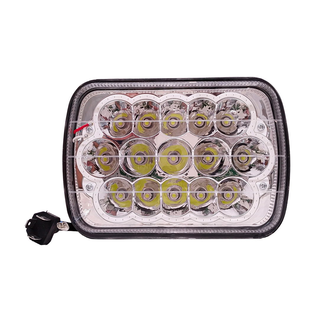 OFF ROAD FARO DE LED UNIVERSAL LUZ LED BLANCA CON FUNCION ALTA Y BAJA Y OJO DE ANGEL AZUL 9V-36V 15 LED - 60 WATTS  MEDIDAS 7" - 2
