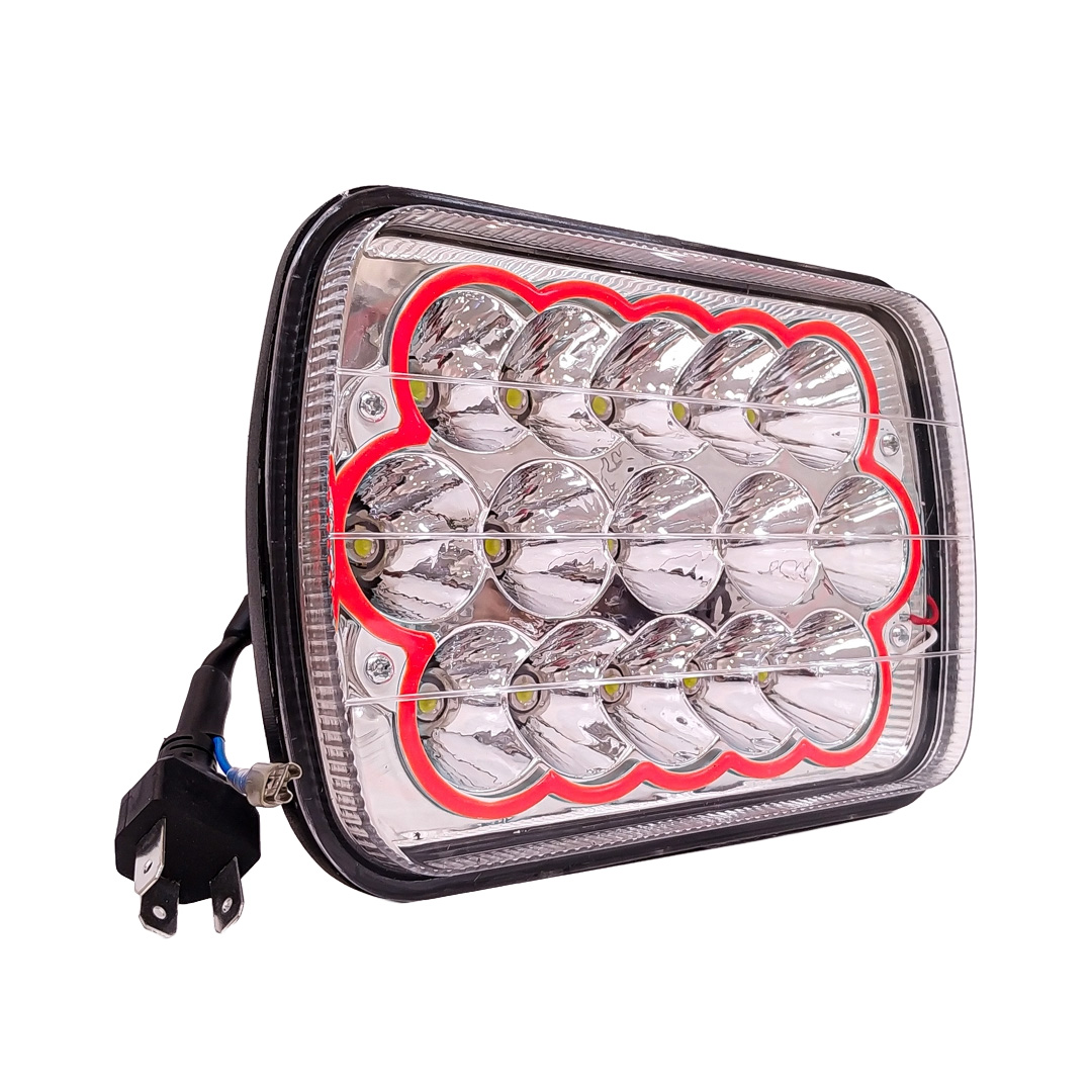 OFF ROAD FARO DE LED UNIVERSAL LUZ LED BLANCA CON FUNCION ALTA Y BAJA Y OJO DE ANGEL ROJO 9V-36V 15 LED - 60 WATTS  MEDIDAS 7" - 2
